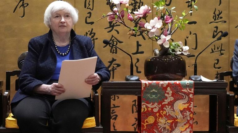 U.S. Treasury Secretary Janet Yellen attends a meeting in Beijing...