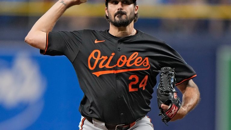 Baltimore Orioles' Zach Eflin pitches to the Tampa Bay Rays...