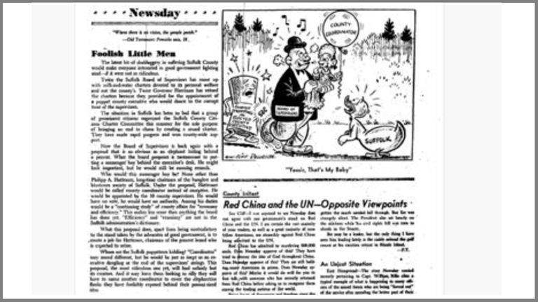 The Newsday editorial and cartoon from Sept. 12, 1957.