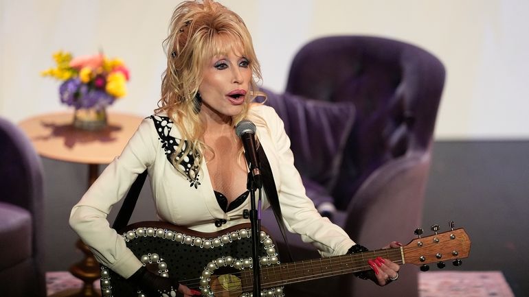 Dolly Parton performs during an event celebrating the Missouri statewide...