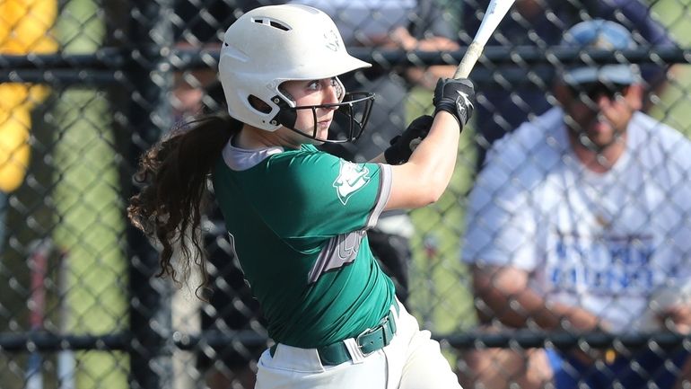 Bellmore JFK's Olivia Toto (4) drives in a run in...