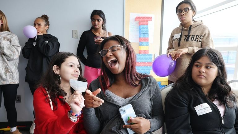 Kaylee Perea,15, of Valley Stream, With Nakayla Gumbs, 16, of...