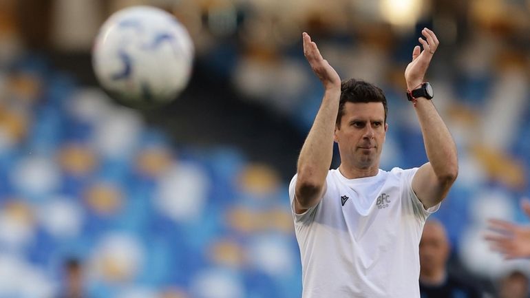 Bologna's head coach Thiago Motta during the Serie A soccer...