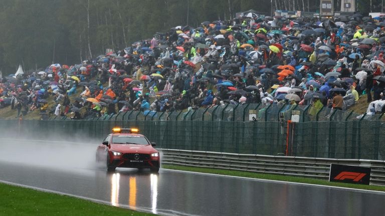 The medical car drives on the track to assess conditions...