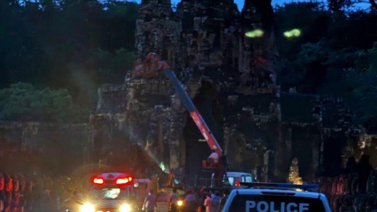 Scene of accident at a entrance to the Angkor Thom...