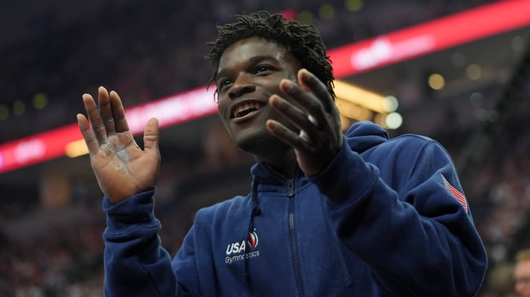 Frederick Richard smiles after the United States Gymnastics Olympic Trials...