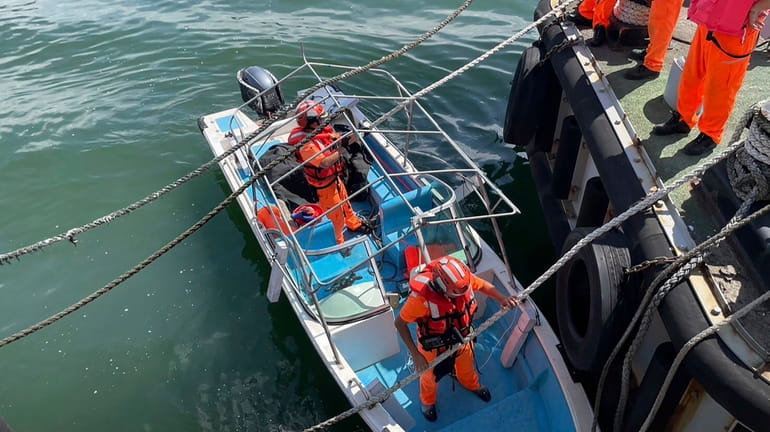 In this photo released by the Taiwan Coast Guard, Taiwan's...