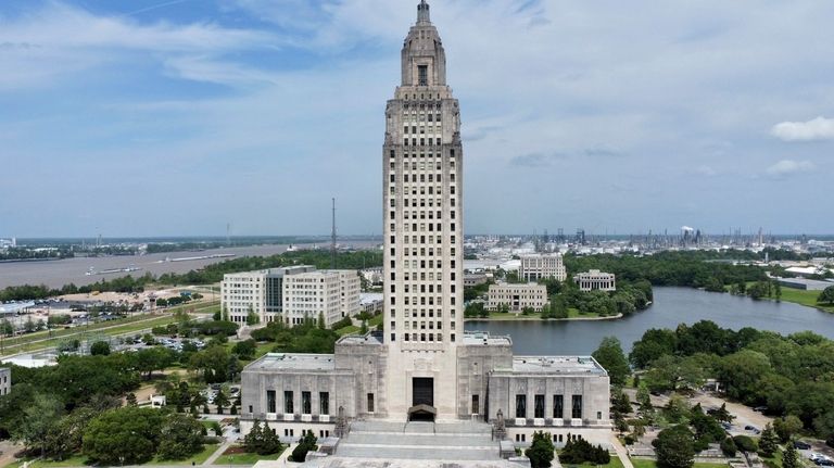 The Louisiana state Capitol stands on April 4, 2023, in...