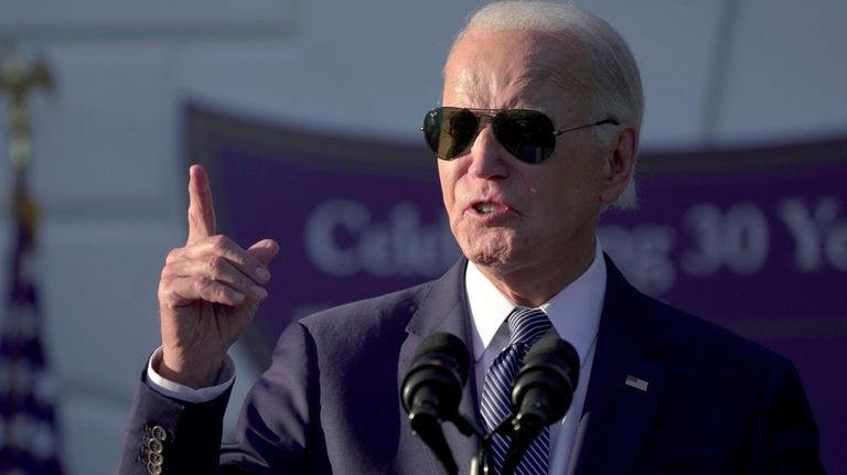 President Joe Biden speaks during the Violence Against Women Act...