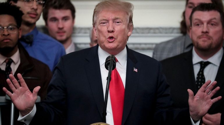 President Donald Trump on Monday in the State Dining Room...