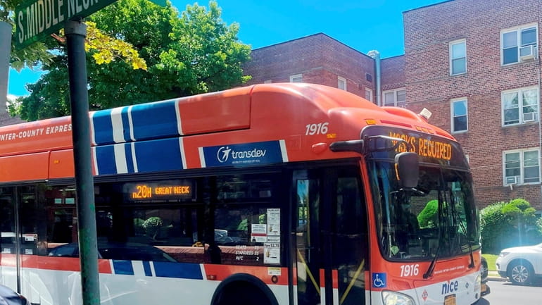 NICE Bus, operated by Transdev, on South Middle Neck Road in Great...