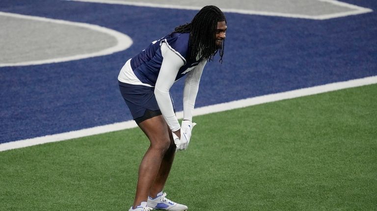 Dallas Cowboys cornerback Trevon Diggs works out during an NFL...