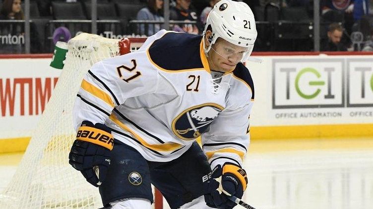 Buffalo Sabres right wing Kyle Okposo skates onto the ice...