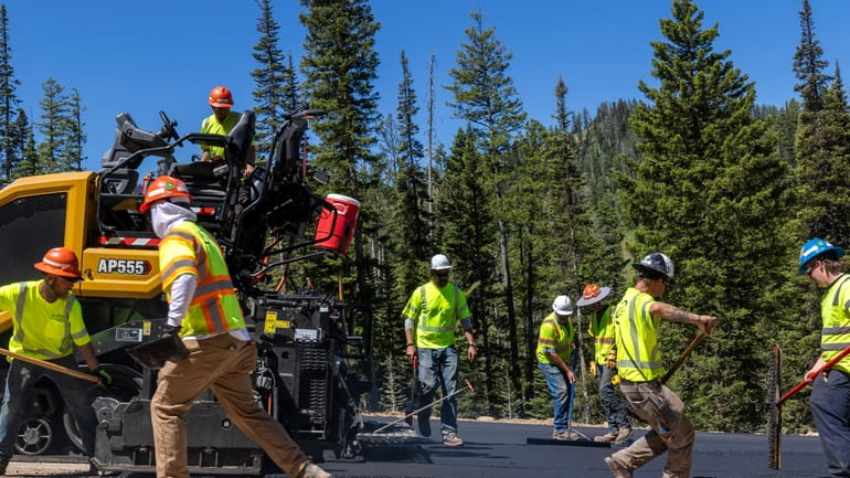 Construction take place on the Teton Pass on Tuesday, June...
