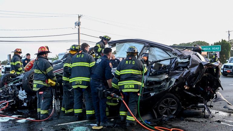 First responders at the scene of a fatal multivehicle crash...