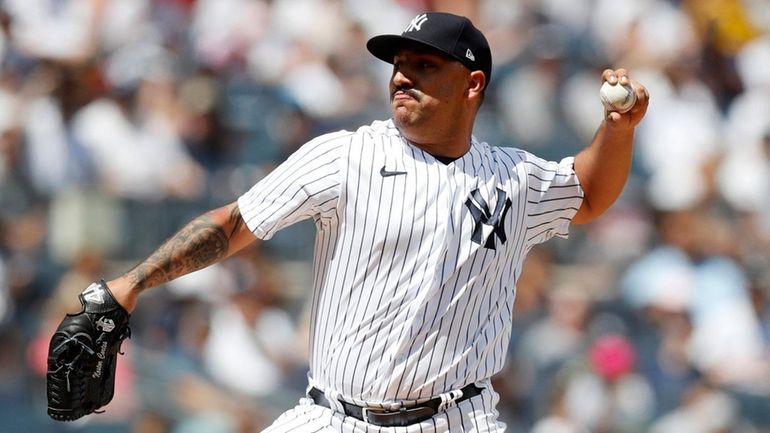 Nestor Cortes of the Yankees pitches during the first inning against...