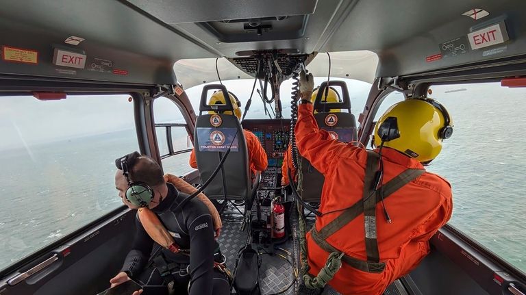 In this photo provided by the Philippine Coast Guard, aerial...