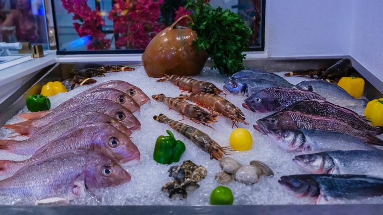 Fresh seafood is on display at Symi in Northport.