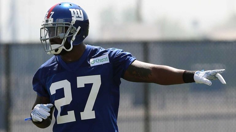 Landon Collins is seen during Giants rookie minicamp at the...