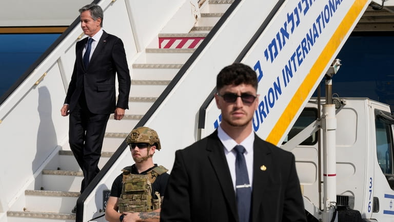 U.S. Secretary of State Antony Blinken arrives Thursday at Israel's...