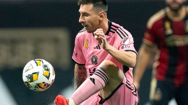 Inter Miami forward Lionel Messi controls the ball during the...