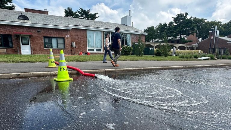 Water that flooded Ammann Hall at Stony Brook University is...