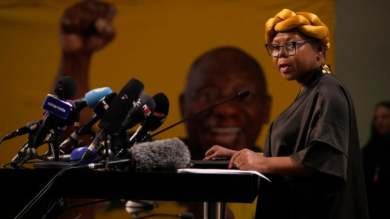 African National Congress (ANC) spokesperson Mahlengi Bhengu-Motsiri, during a news...