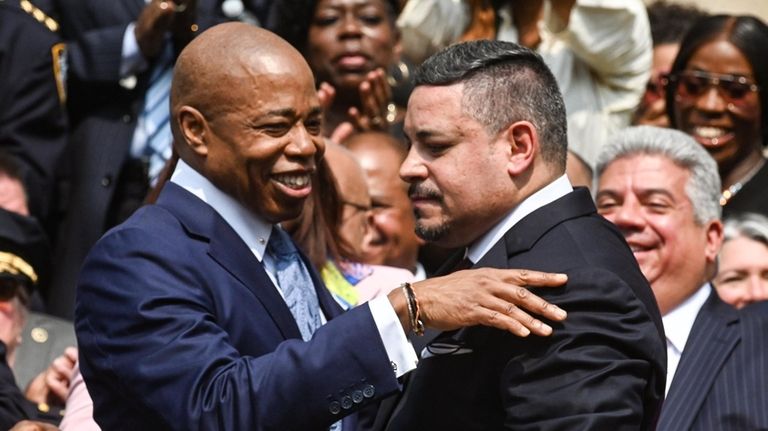 New York City Mayor Eric Adams, left, appoints Edward Caban,...