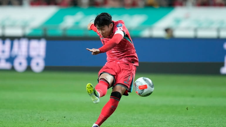 South Korea's Son Heung-min makes an attempt to score during...