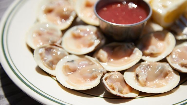 Clams on a half shell at Peter's Clam Bar in...