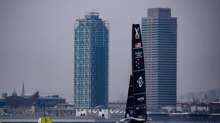 American Magic's AC75 boat sails during America's Cup Preliminary Regatta...