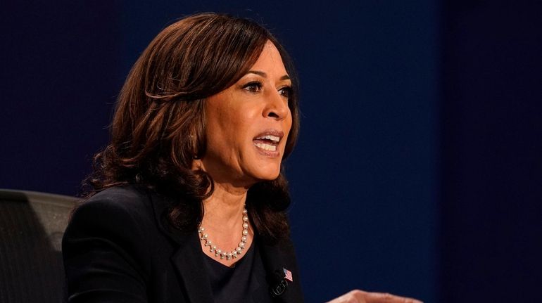 Democratic vice presidential candidate Sen. Kamala Harris, D-Calif. during the...