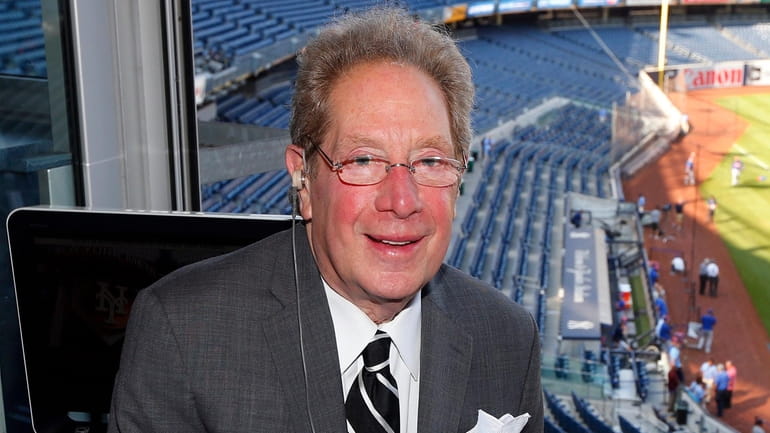 Yankees radio broadcaster John Sterling prior to a game against...