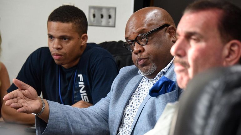 Hempstead School Board member David Gates Jr. during a special...