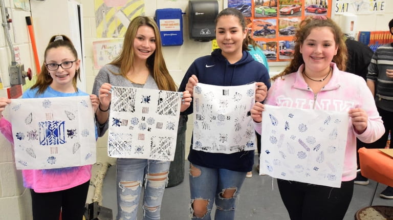 Students displayed their African fabric paintings at Seneca Middle School...