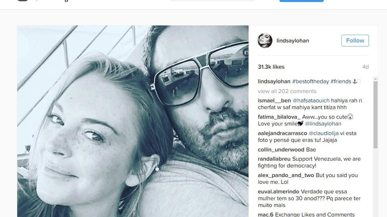 Lindsay Lohan and Dennis Papageorgiou appear in an Instagram photo...