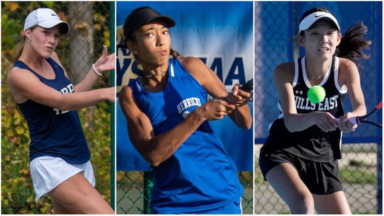 From left: Emilia Romano of Bayport-Blue Point, Angel Walia of...