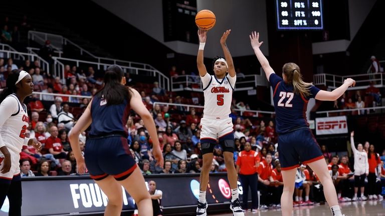 Mississippi forward Snudda Collins (5) shoots a 3-pointer against Gonzaga...