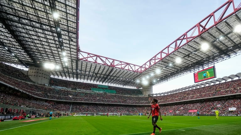 AC Milan's Rafael Leao leaves the field during a Serie...