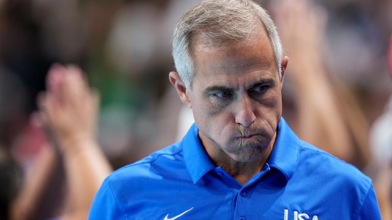 United States' head coach Adam Krikorian reacts after loosing the...