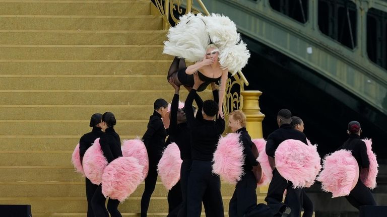 Lady Gaga performs in Paris, France, ahead the opening ceremony...