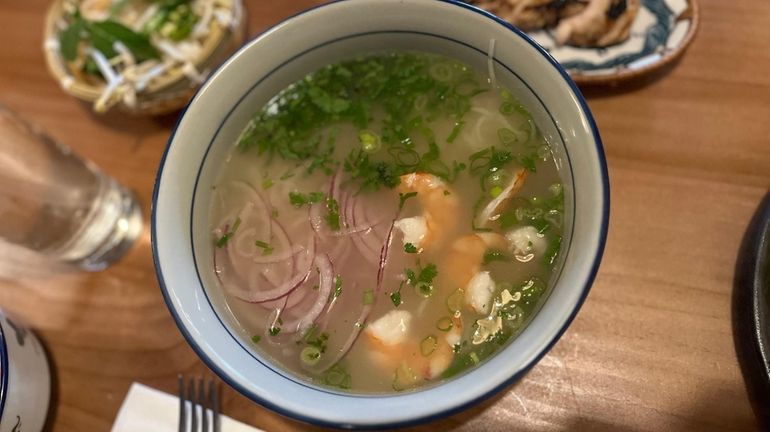 Pho ga, or chicken pho with an add-on of shrimp...