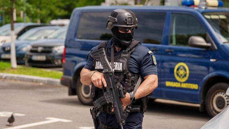 A member of a special unit of the Romanian gendarmerie...