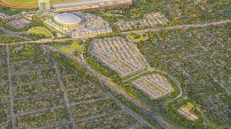 A rendering of the redevelopment of Belmont Park.