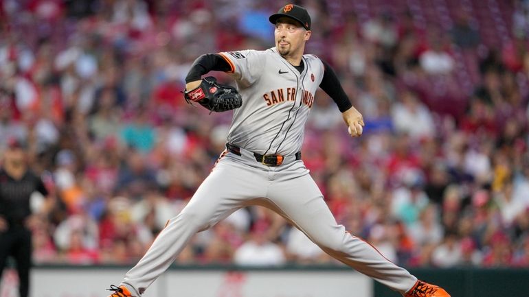 San Francisco Giants pitcher Blake Snell throws during the second...