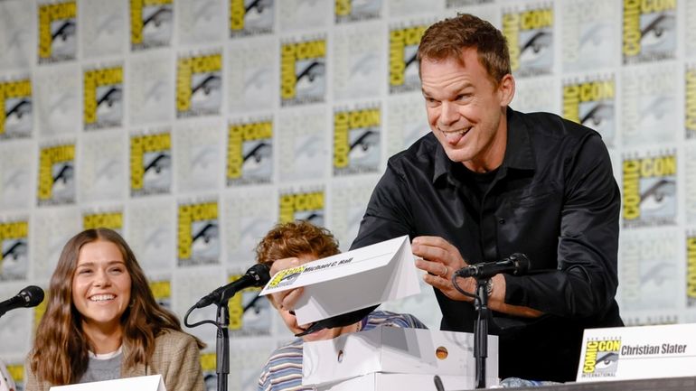 Molly Brown, from left, Patrick Gibson, and Michael C. Hall...