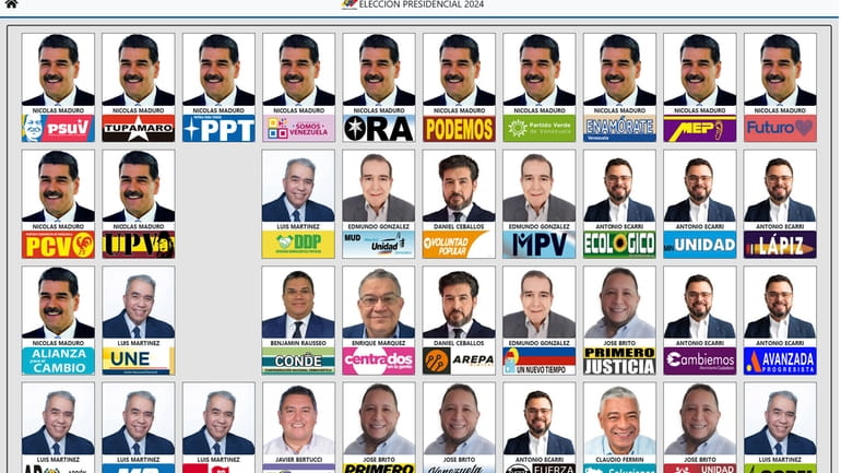 This image provided by Venezuela's National Electoral Council (CNE) shows...