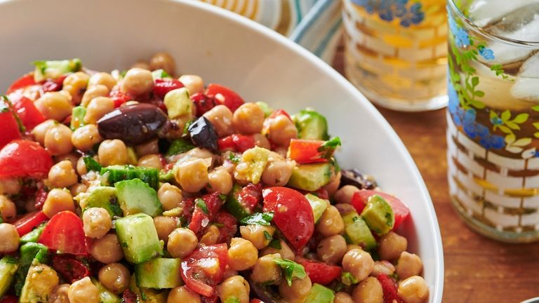 This image shows a recipe for chickpea salad in New...