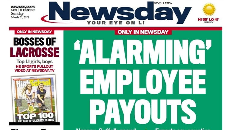 The cover of the March 26 Newsday story on emloyee...