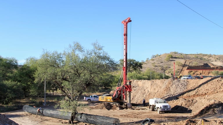 Construction continues for a new train line in northern Mexico,...